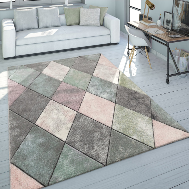 Mack + Milo Alejo Shag Pink/Green/Grey Rug & Reviews Wayfair.co.uk